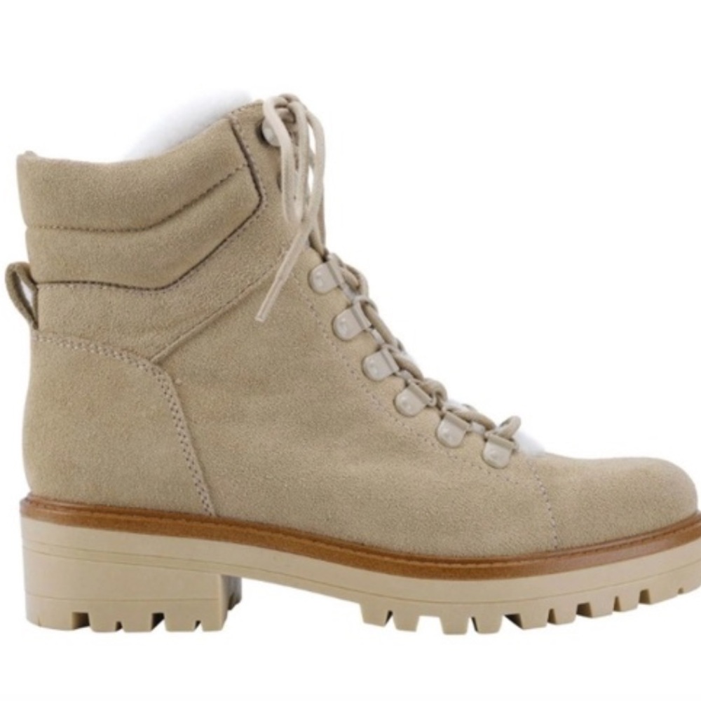 Marc Fisher Light Natural Lace Up Hiking Boots 9.5 New in Box